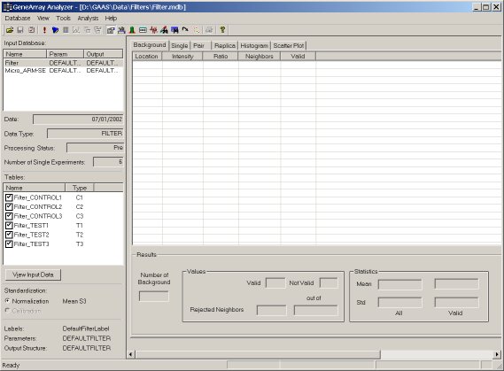 Main Gene Array Analyzer Software window