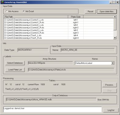 Main Gene Array Assembler Software window