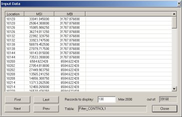 Input data window