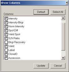 Show column window