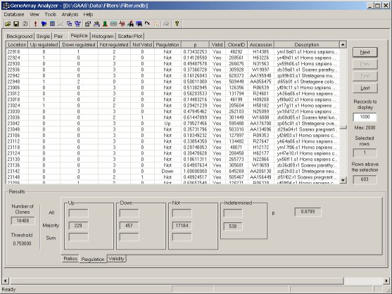 Result interface: Replica panel