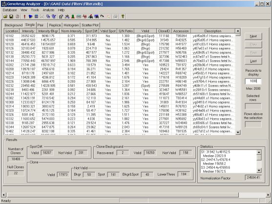 Result interface: Single panel