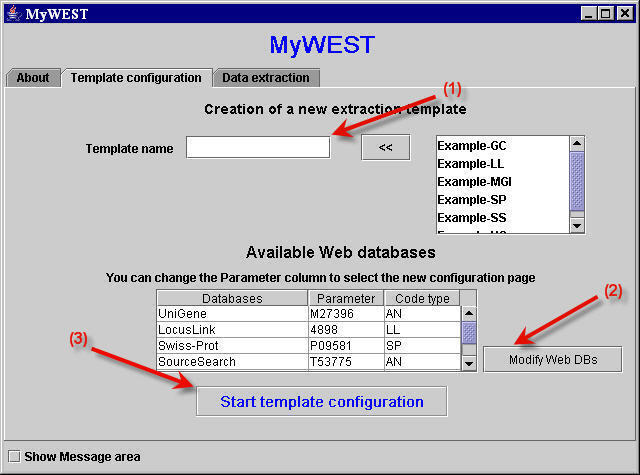Template configuration panel