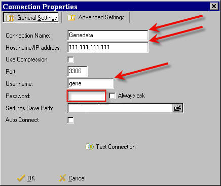 Connection properties