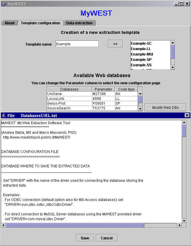 Database connection parameter file modification