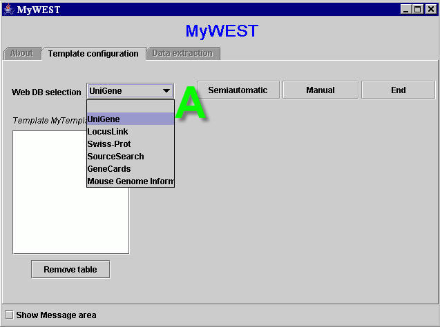 Web DB selection for template building