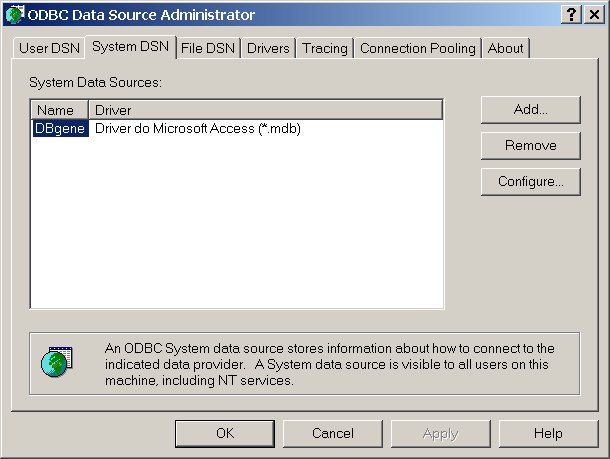 ODBC Data Source Administrator window